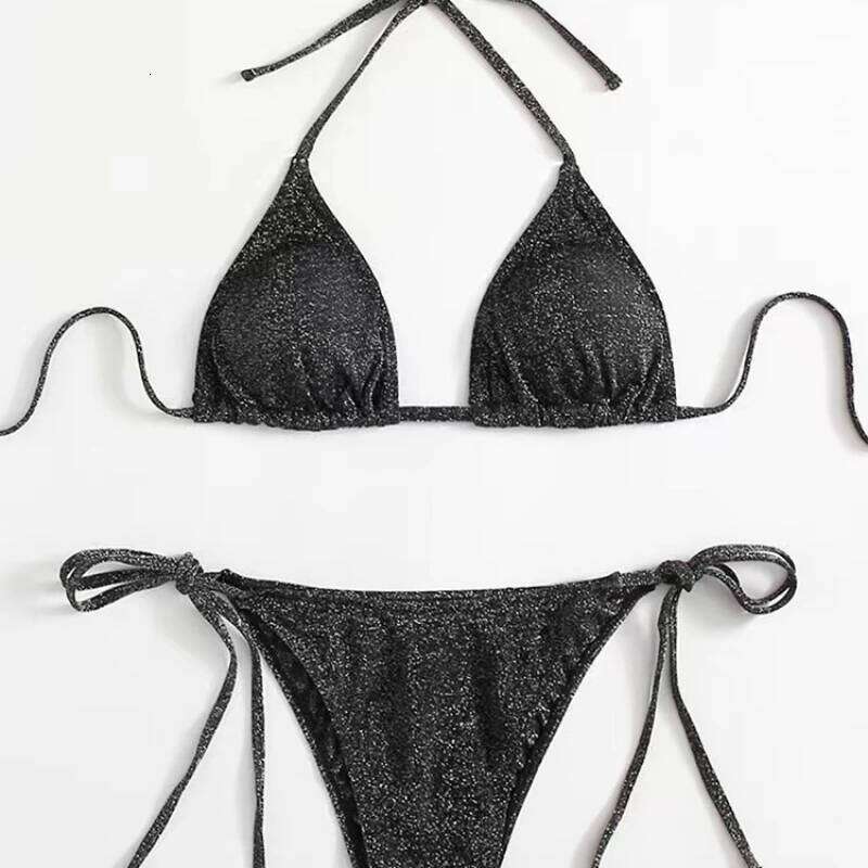 Shiny Sexy Set Triangle Bikinis Bandage Swimsuit Women Two Piece Swimwear Summer Biquini New Beachwear Push Up Bikini Z260301