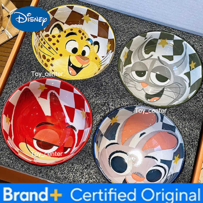 Disney Zootopia Cute Cartoon Animal 4 Pieces Ceramic Bowl Set Gift Boxed Creative Tableware Dessert Bowl For Home Kitchen H260302
