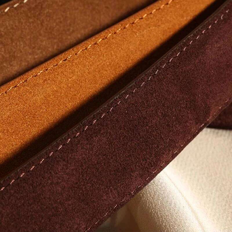 Fashion 4.5cm widened deerskin nubuck women's belt with silver square pin buckle for coat decoration designer S260228