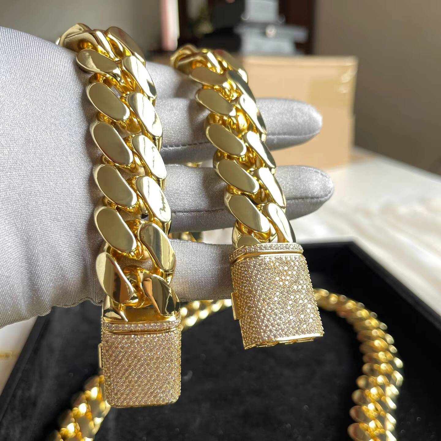 Luxury Hip Hop Jewelry Cadena Cubana Custom 10K 14K 18K 24K Real Solid Yellow Gold Miami Cuban Link Bracelet for Men Women