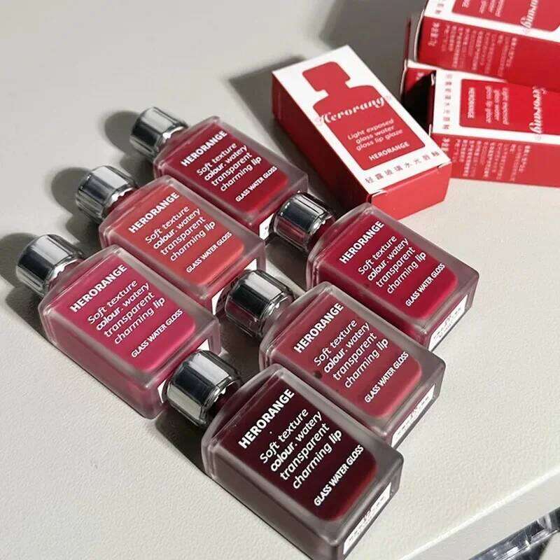 Transparent Water Glossy Red Gloss Mirror Jelly Liquid Lipstick Hydrating Moisturizing Long-lasting Lip Tint Stain Cosmetics H260302