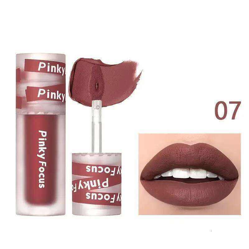 Matte Cream Lip Mud, Smooth Texture, Waterproof, Long-Lasting, Brown, Nude, Red, Pink Shades Available, Lipstick, Suitable for All Skin Tones, Party M