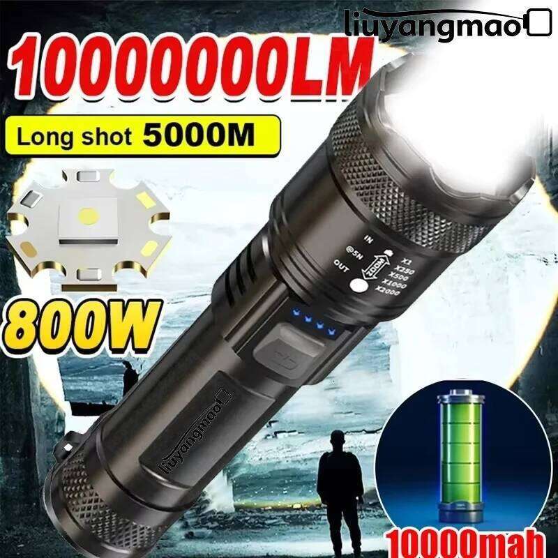 Liuyangmao High Strong Power Led Flashlights Tactical Torch with Display Light USB Charging Camping Fishing Emergency Zoom Lante Z260301
