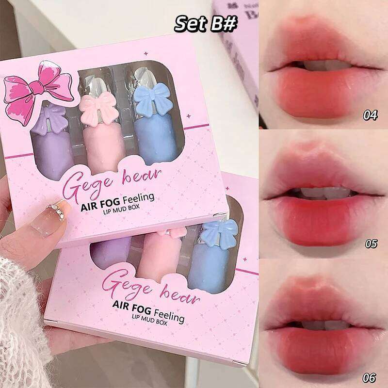 Gege bear Matte Lip Gloss 6 Color Smooth And Lasting Display Waterproof Moisturizing Lipstick Holiday Gift Box Set H260302