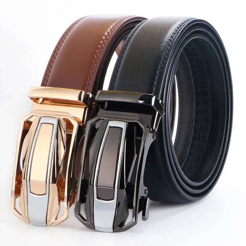 2pcs Men's Cowhide Genuine Leather Belt, Work Business Gift For Dad And Husband S260228