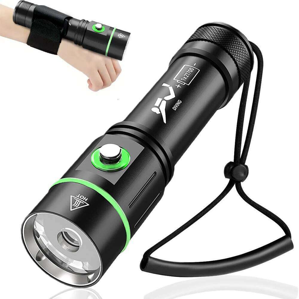20000LM 5000mah Upgrade Scuba Diving Flashlight Powerful 80M Underwater Lantern Rechargeable Dive Torch IPX8 Waterproof LED Lamp Z260301