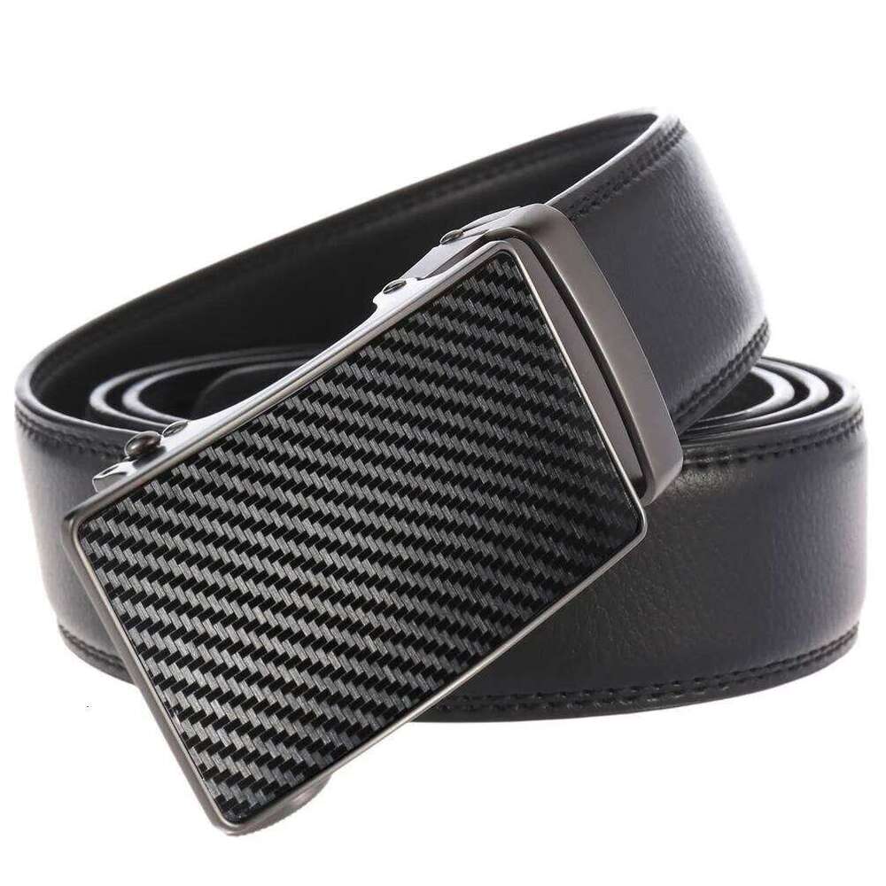 Automatic Leather Belts for Men Belt Carbon Fiber Grain Buckle 80-170cm S260228