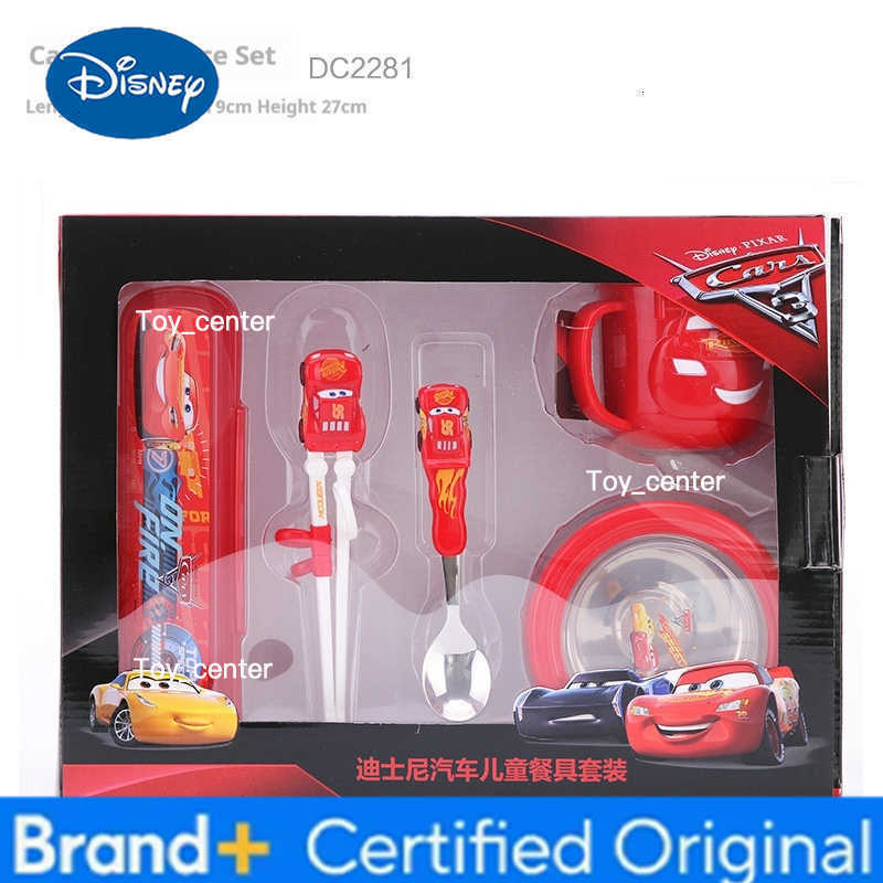 Disney Cute Cartoon Pixar Lightning Mcqueen Children Tableware Set Toddler Practice Chopsticks Cup Bowl Set ItS Gift For Kids Hot Sell H260302