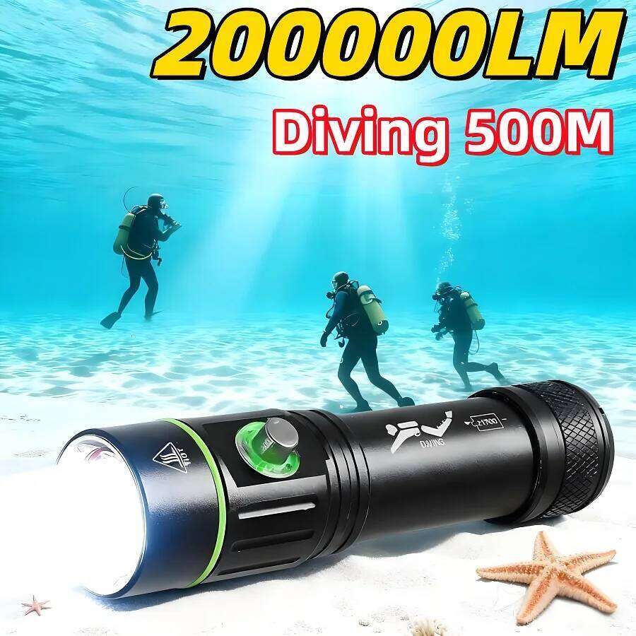 High Power LED Ultra Bright Flashlamp Professional Diving Light IPX8 Waterproof Underwater Torch 4 Modes Fishing Lanter Z260301