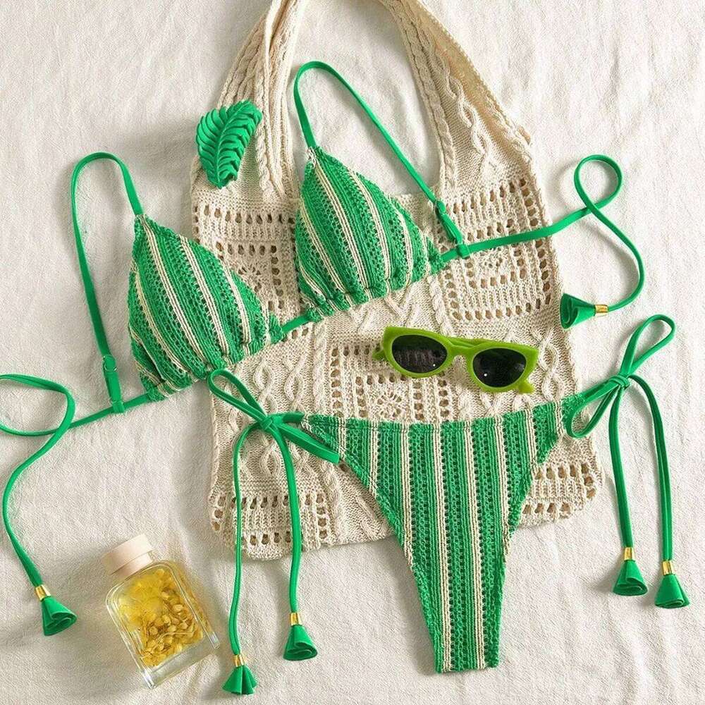 New Ribbed Swimsuit Female Swimwear Women Two-pieces Bikini Set Bather Bathing Swim Suit Beachwear Z260301