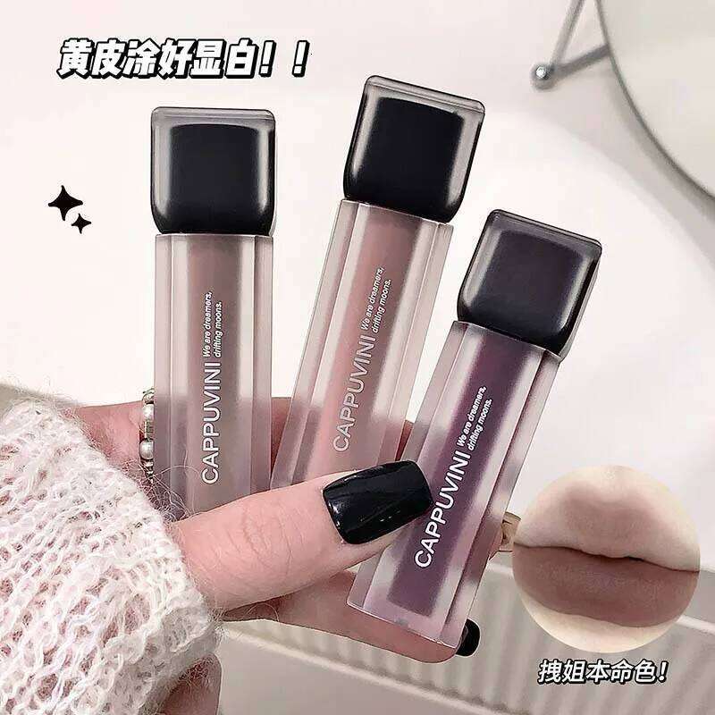 Cappuvini Mud Matte Soft Mist Black Gothic Nude Lipstick Velvet Moisturizing High Pigment Longlasting Lip Makeup Cosmetics H260302