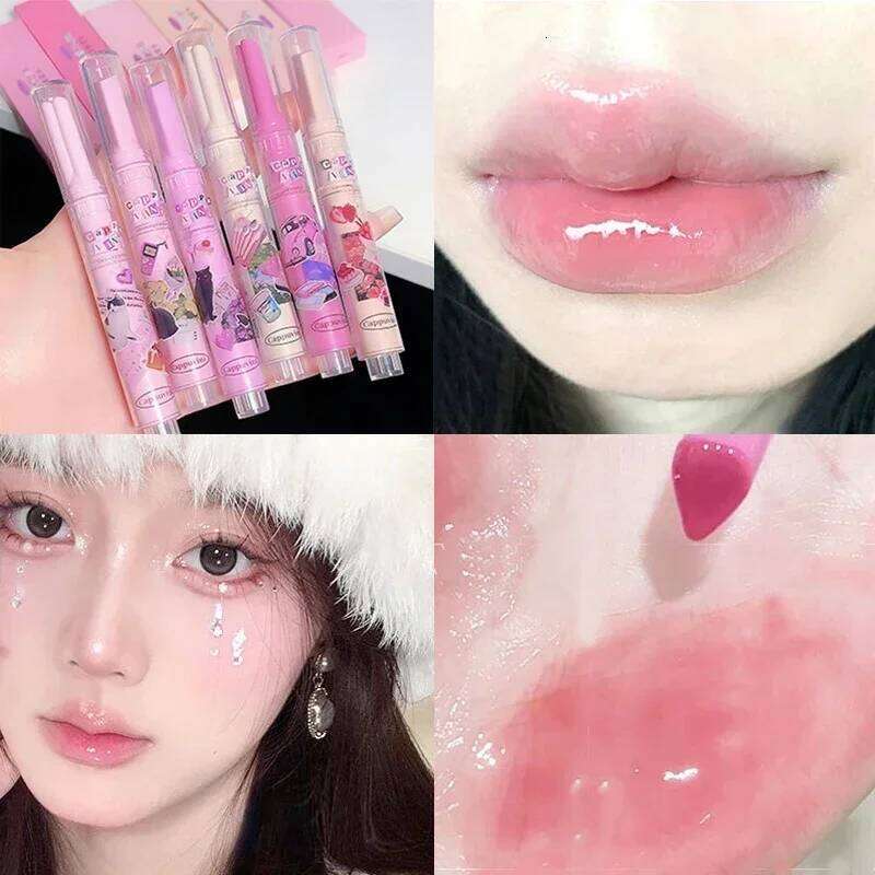 Love Shaped Lipstick Pen Transparent Jelly Water Gloss Waterproof Light Hydrating Tint Non-stick Cup Lip Korea Cosmetic H260302