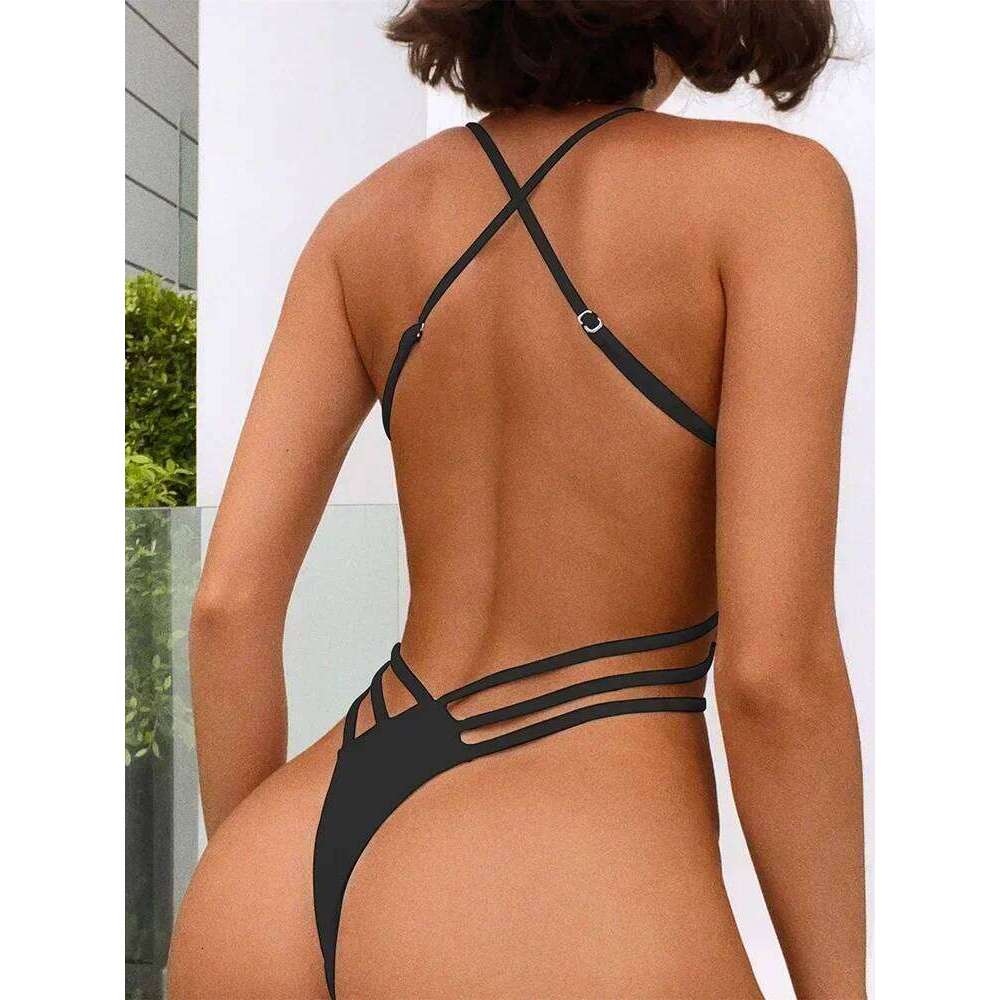 Sexy Criss Cross Backless Female Swimwear One Piece Swimsuit Women Extreme String Thong Monokini High Cut Bathing Suit Swim Lady Z260301