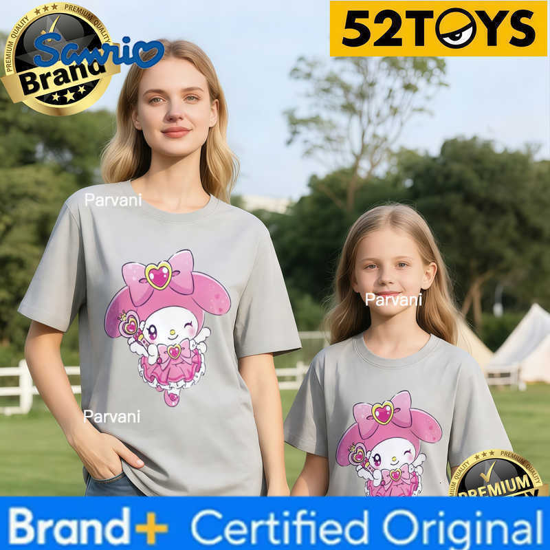 Sanrio 2026 Autumn-Winter Trending My Melody Magical Girl Print 100 Cotton Parent-Child T-Shirts High Quality Loose Casual Fashion H260302