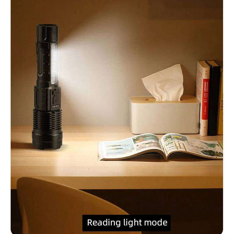 Power Rechargeable LED Flashlight With Side Light, Torch For Outdoor Camping, Hiking High Flash Light Z260301