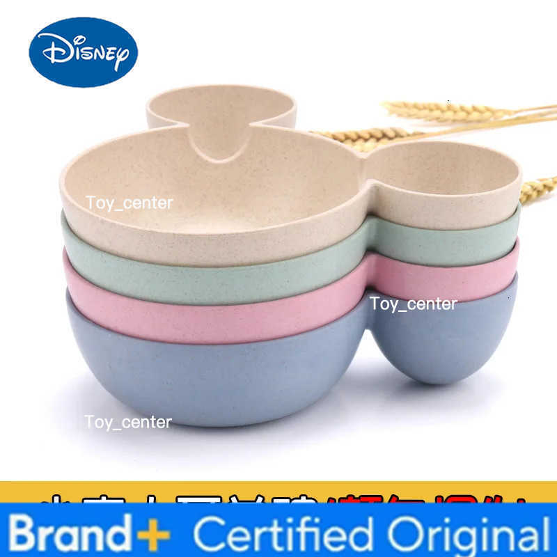 Disney 4Pcs Mickey Mouse Baby Divided Complementary Food Plate for Kids Dinner Plates Spoon Set Girls Dinnerware Tableware H260302