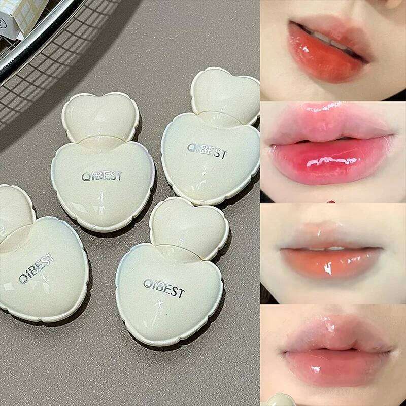QIBEST 4 Colors Mirror Lips Gloss Jelly Hydrating Glaze Long Lasting Lipstick Tender Korean Cosmetics Lip Stain Tint H260302