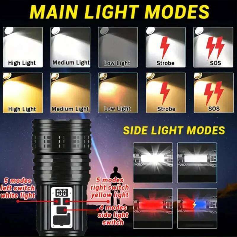 High Power LED White/Yellow USB Rechargeable Tactical Torch Light Super Powerful Flashlight for Camping Fishing Z260301