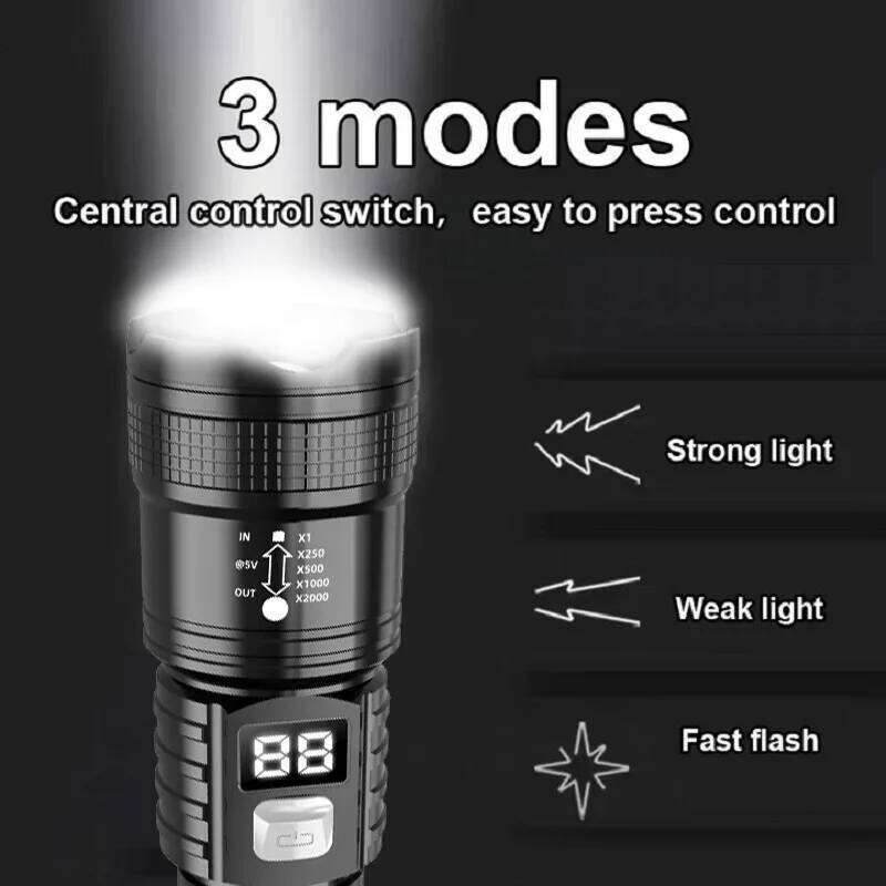 High Power LED Flashlights Built-in battery USB Rechargeable Strong Hand Light Multifunctional Torch Lamp For Emergency Camping Z260301