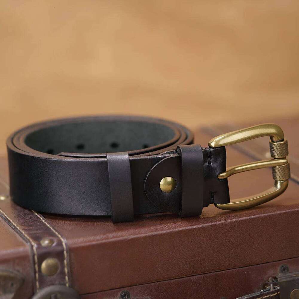 BISON DENIM Retro Cowskin Leather Men's Belt High Quality Pin Buckle Cowboy Belts Perfect Gift for Father's Valentine's Day S260228