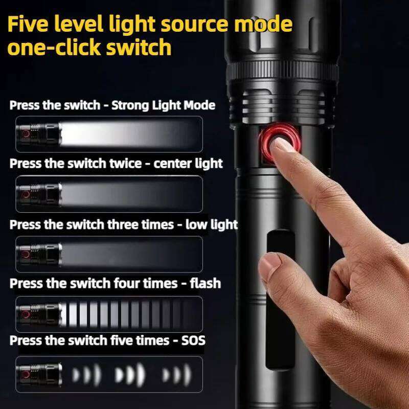 Ultra Bright White Laser LED Flashlight Zoomable USB Rechargeable Long-range Waterproof Torch for Outdoor Camping Adventure Z260301