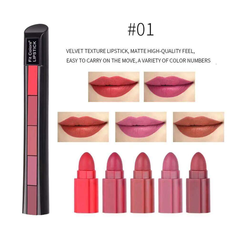 5 In 1 Strip Matte Velvet High Color Rendering Pen Long Lasting Waterproof Cosmetics Makeup Lipstick Set Gifts H260302