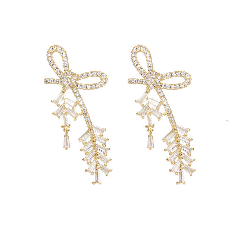 New Light Luxury Style Bow With Zirconia Fashionable Unique S925 Silver Needle Studs