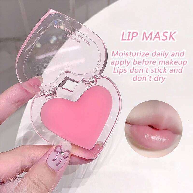 Pink Heart Care Set Moisturizing Reduce Dry Wrinkles Transparent Tint Mirror DUDU Oil Lip Mask Girl Lipstick Makeup Base H260302
