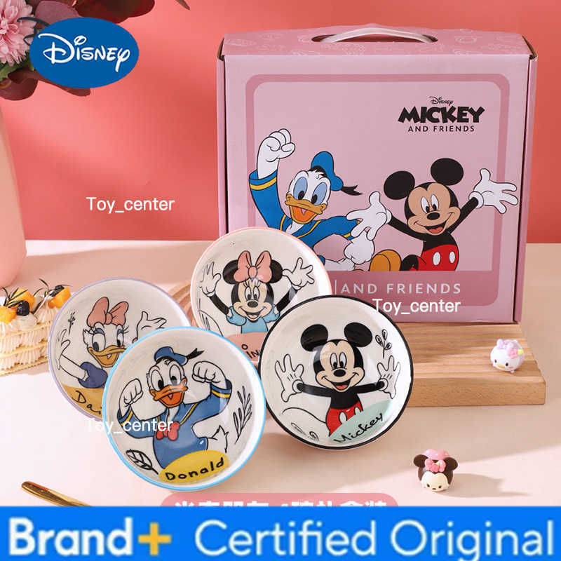 Disney 2026 Mickey Minnie Donald Duck Daisy Household Goods Ceramic Vertical Rice Bowl 45-Inch Four-Bowl Cutlery Set Beautiful Gifts H260302