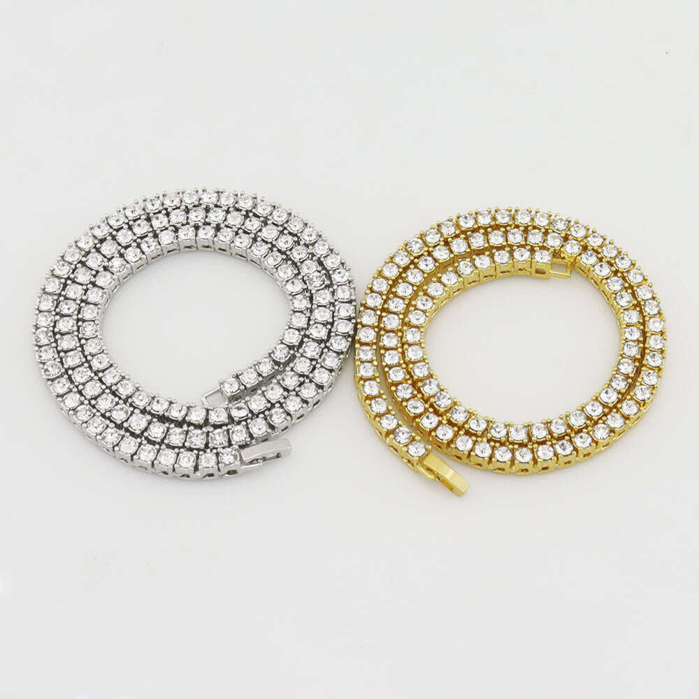 Single-Row Diamond Hip-Hop Necklace Rhinestone Tennis Chain Unisex Tennis Chain Jewelry