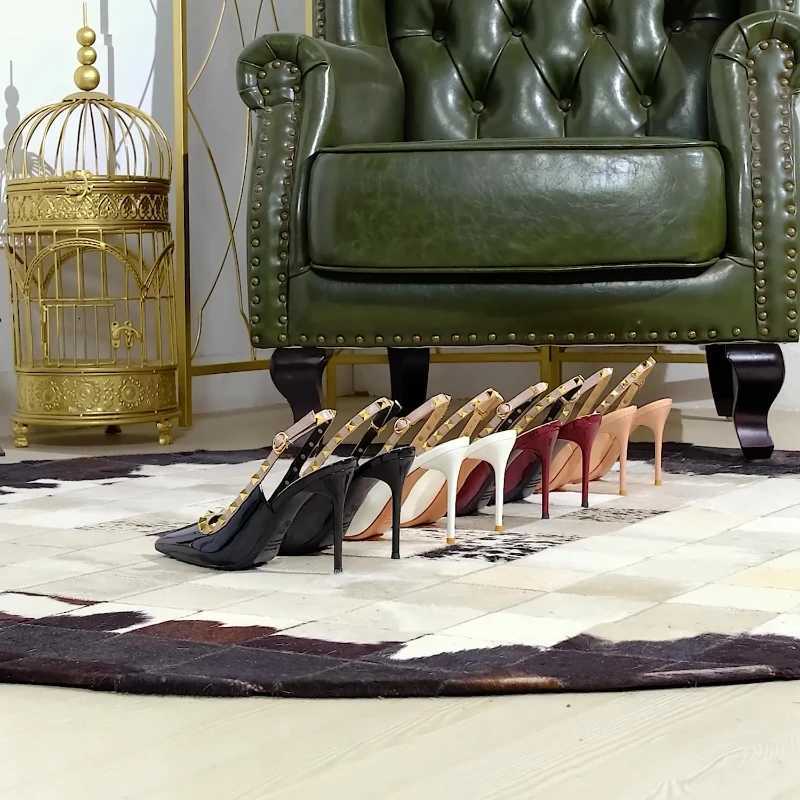 European And American Style Banquet High Heels Super High Heels Shallow MOUth Patent Leather Empty Strap Single Shoes K260302