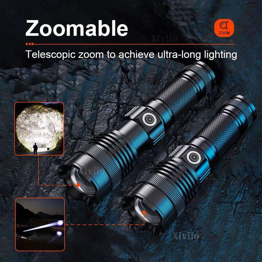Super Powerful Rechargeable Led Flashlight Brightness Adjustment Multifunctional Tactical Flashlights 600W Long Range Power Bank Z260301