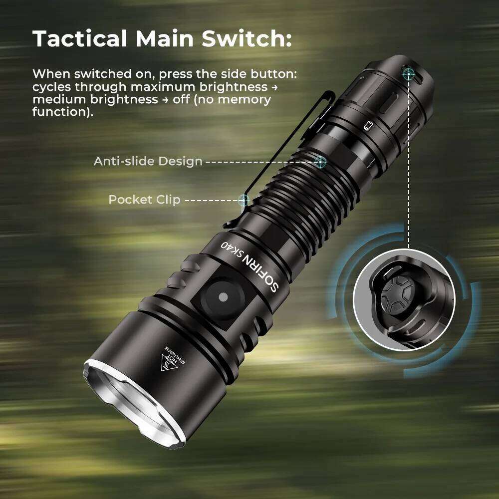 NEW SOFIRN SK40 3200lm Tactical Flashlight 580m Powerful Bright SFT70 LED IP68 waterproof Torch with Dual Switch Z260301