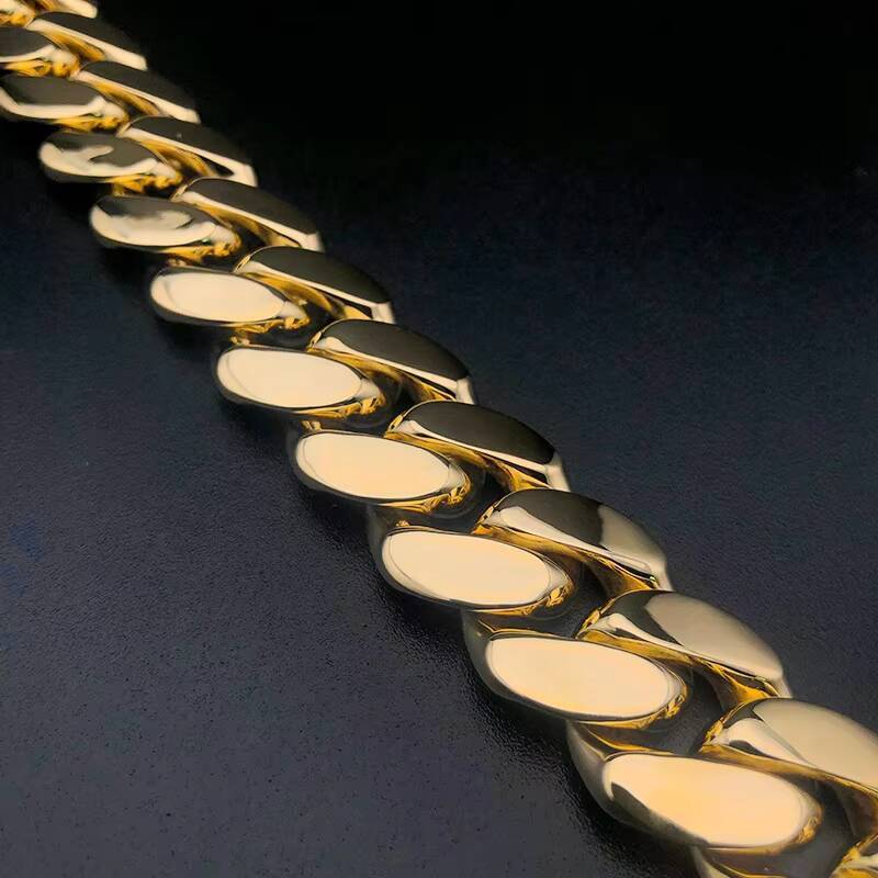 Factory Custom Real S925 Silver 9k 10 14k 18k Gold High Quality Plain Cuban Link Chain Bracelet Fashion Hip Hop Jewelry