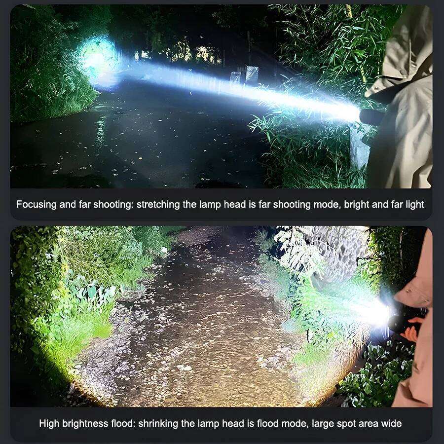 USB Rechargeable Powerful Flashlight Light High Power LED Telescopic Zoom Portable Torch Outdoor Riding Camping Lantern Z260301