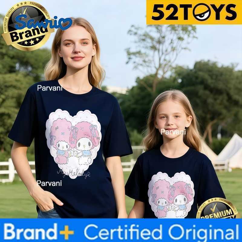 Sanrio 52TOYS Little Twin Stars Heart Print Family T-shirts 2026 Summer 100 Cotton Casual Loose Parent-Child Tees Single Piece3Pcs H260302