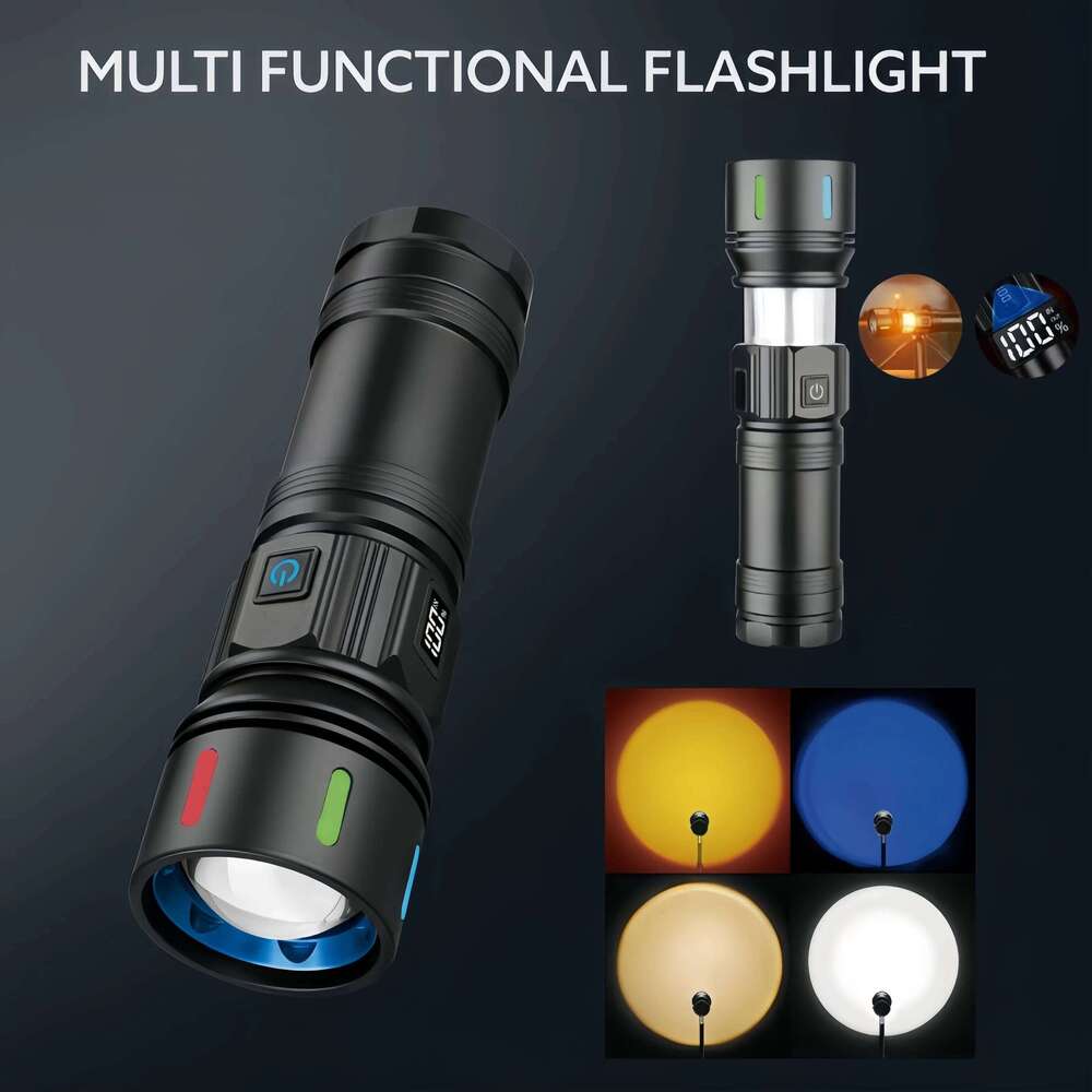 2200LM Super Bright LED Flashlight with 4 Light Modes & Zoom - Rechargeable for Fishing, Camping, Outdoor XC-902 Z260301