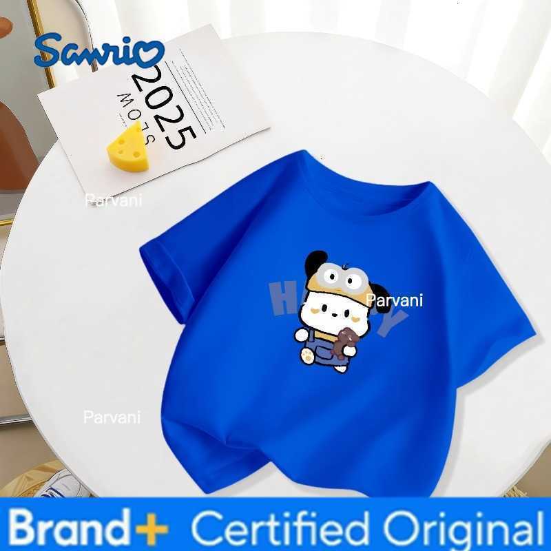 Sanrio 2026 New Cute Pacha Dog Cartoon Printed Summer New Round Neck Half Sleeve Parent Child Wear Pure Cotton Top H260302