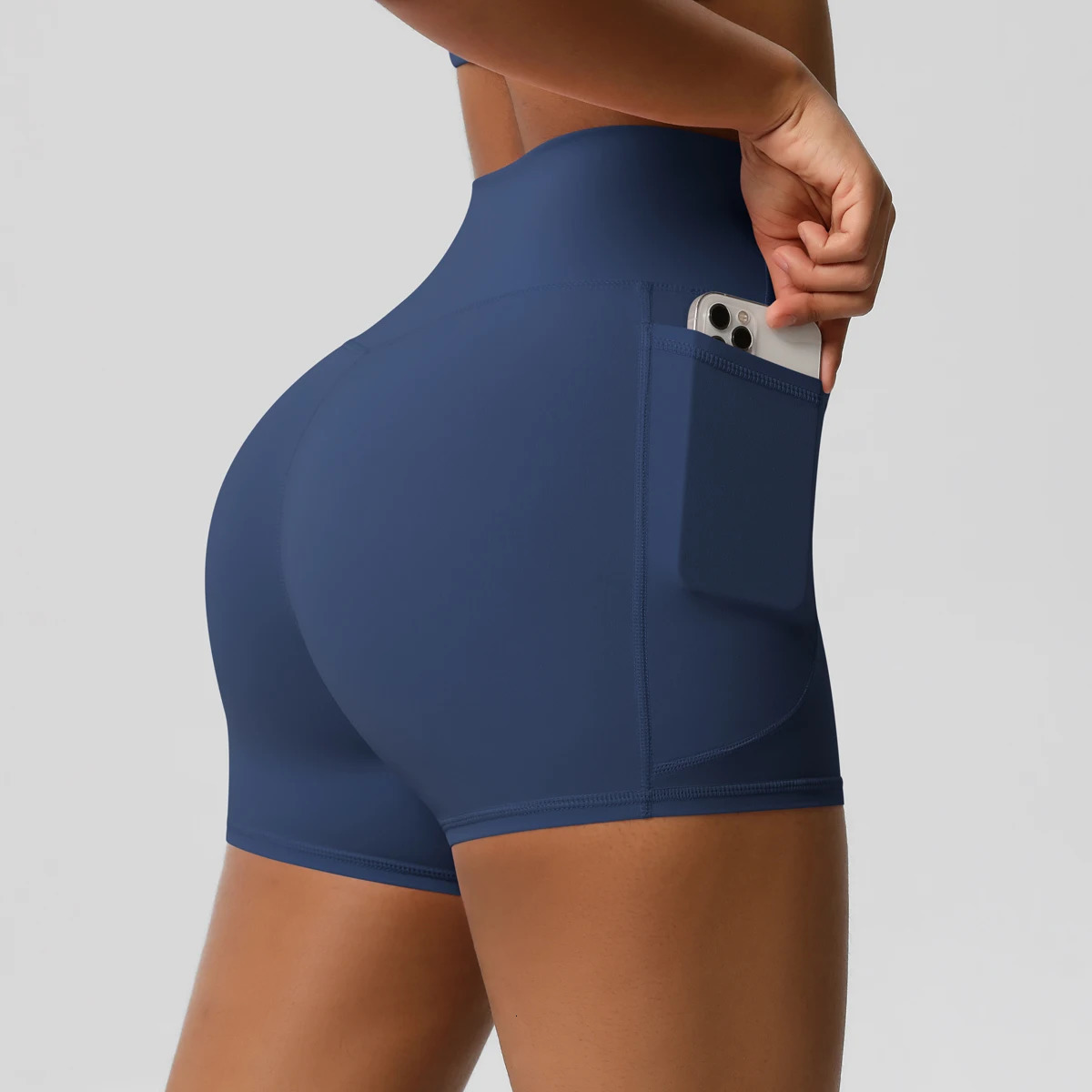 Women Sports Short With PocketedYoga Legging Shorts Squat Proof High Waist Fitness Tight Quick Drying Cycling Workout Gym 260302 - view 4