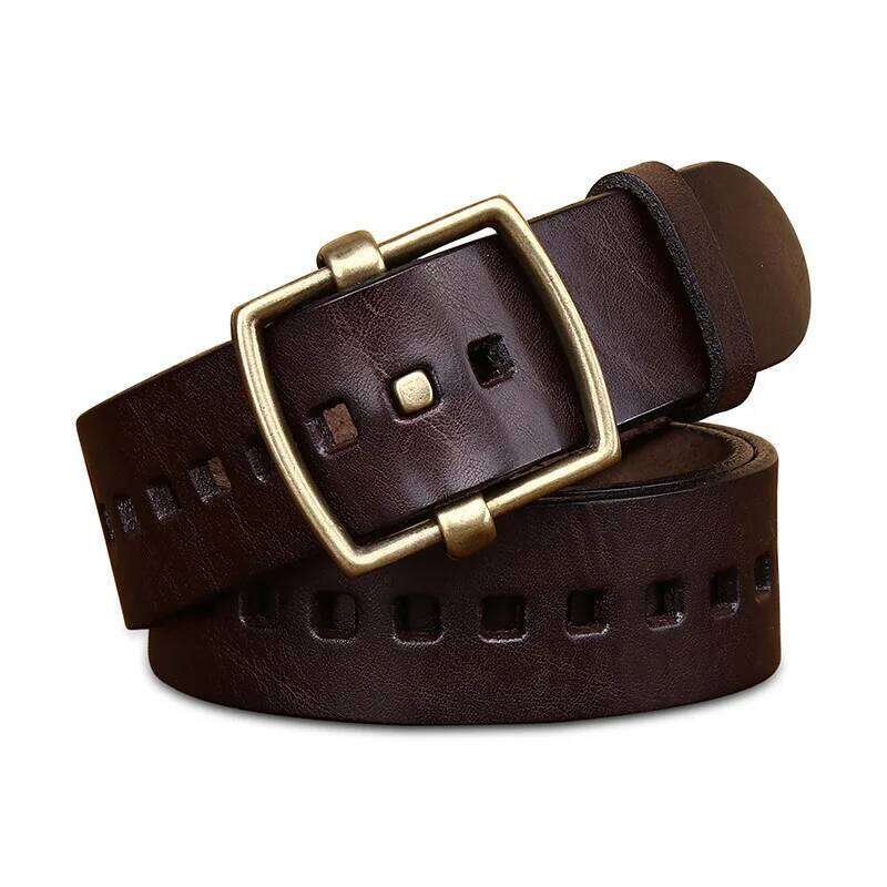 100% Pure Cowhide Metal Pin Buckle Belt For Men High Quality Genuine Leather Belts Male Jeans Business Waistband Luxury Brand S260228