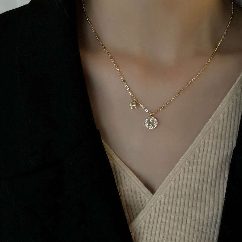 H Letter Necklace With English Collarbone Chain Women Trendy Korean Version Chain