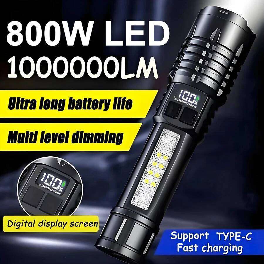 2025 Newest High Power LED Flashlight USB Rechargeable Tactical Torch With COB Light Zoomable Waterproof Camping Fishing Lantern Z260301