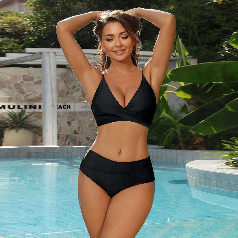 Women's Bikini Swimsuits Two Piece Tummy Control Bathing Suit V Neck Twist Front Swim Suits Z260301