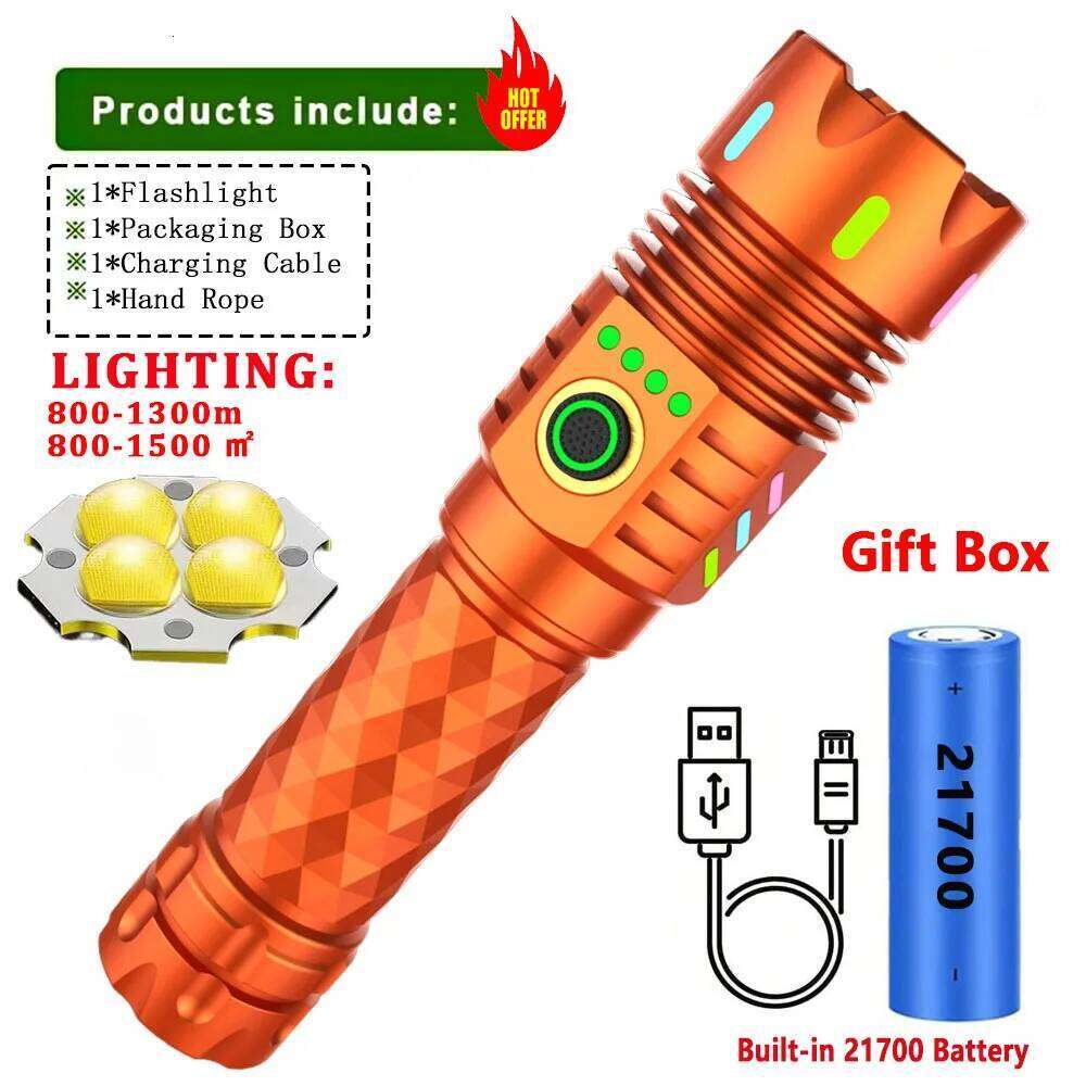 High Power XHP70 LED Flashlight Tactical Torch USB Rechargeable Waterproof Lamp Ultra Bright Lantern For Camping Outdoor Z260301