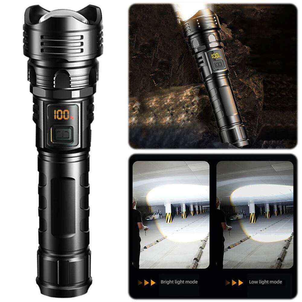 10W Telescopic Focus Torch USB Charging High Display Handheld LED Flashlight Waterproof for Power Outages Z260301