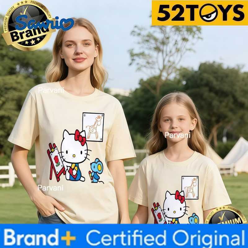 Sanrio 52TOYS Hello Kitty Artist Print Family T-shirts 2026 Summer 100 Cotton Casual Loose Parent-Child Y2k Tees Single Piece3Pcs H260302