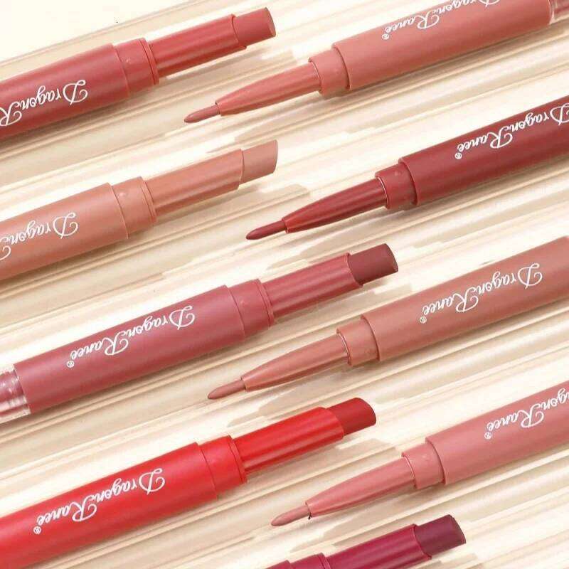 2 in 1 Matte Lip Liner Pencil Double Head Long Lasting Waterproof Nude Red Lipstick Pen Brighten Outline Stick Makeup H260302