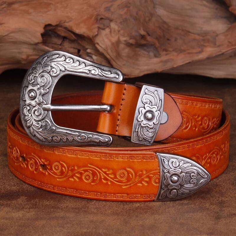 3.8cm Wide Fashion Floral Carved 100% Genuine Leather For Designer Men High Quality Women Belts Waist S260228