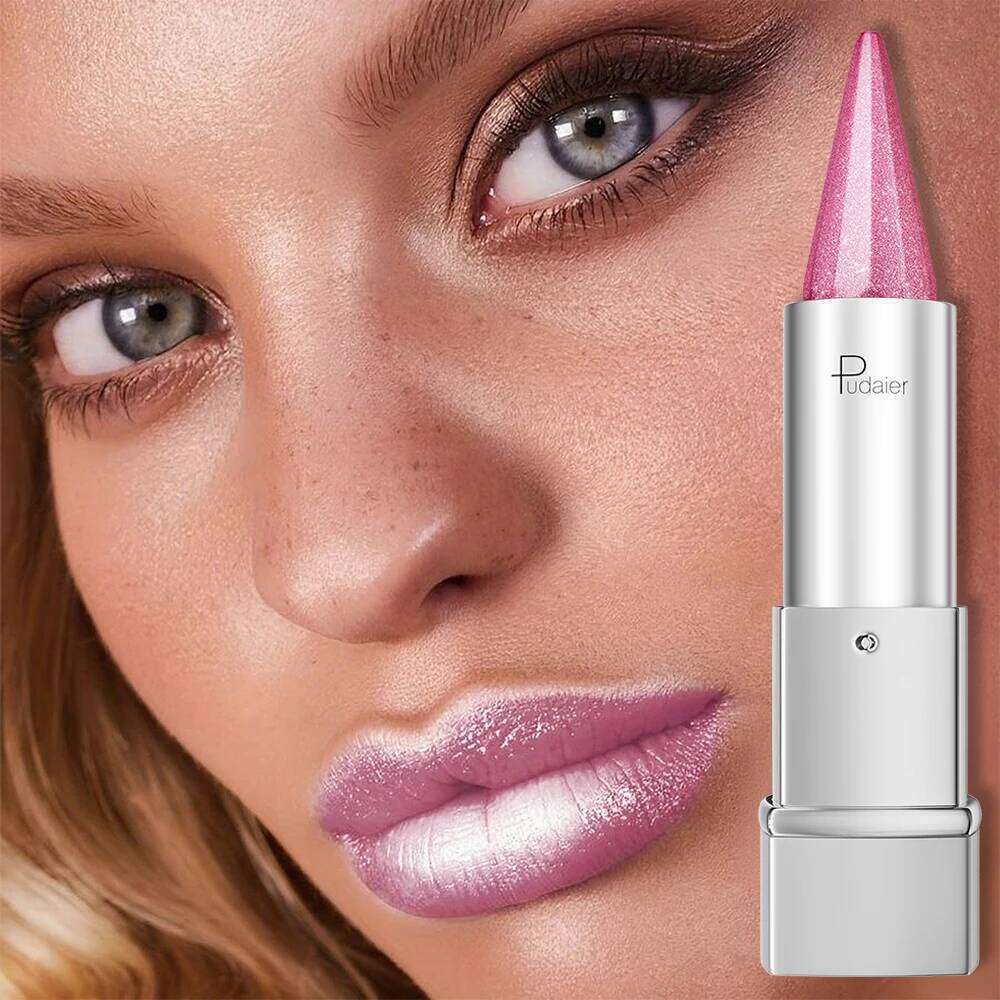Pearlescent Shiny Lipstick Waterproof, 24H Long Lasting Sparkle Color, Smooth Lightweight Daily Lip Makeup H260302