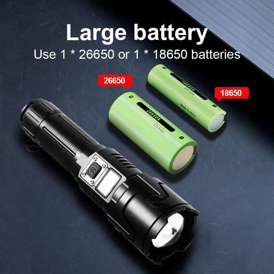 9990000000LM Most Powerful LED Flashlights Ultra Bright Long Range 5000M Torch Light Big Aperture USB Rechargeable Portable Lamp Z260301